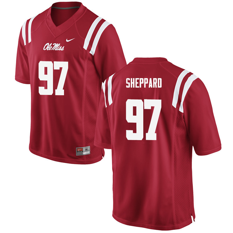 Men Ole Miss Rebels #97 Qaadir Sheppard College Football Jerseys-Red - Click Image to Close